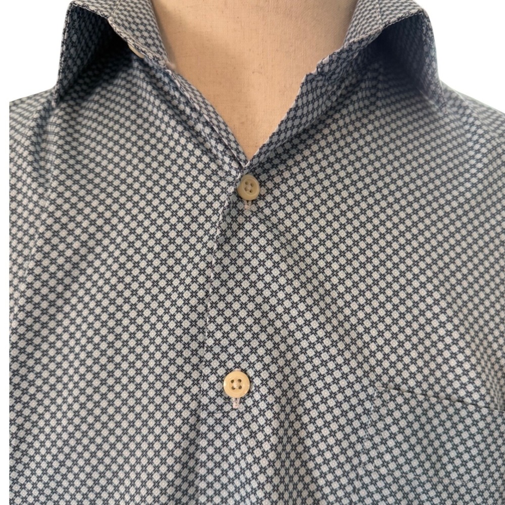 Peter Millar Mens Button Down Long Sleeve Shirt Geometric Pattern Large